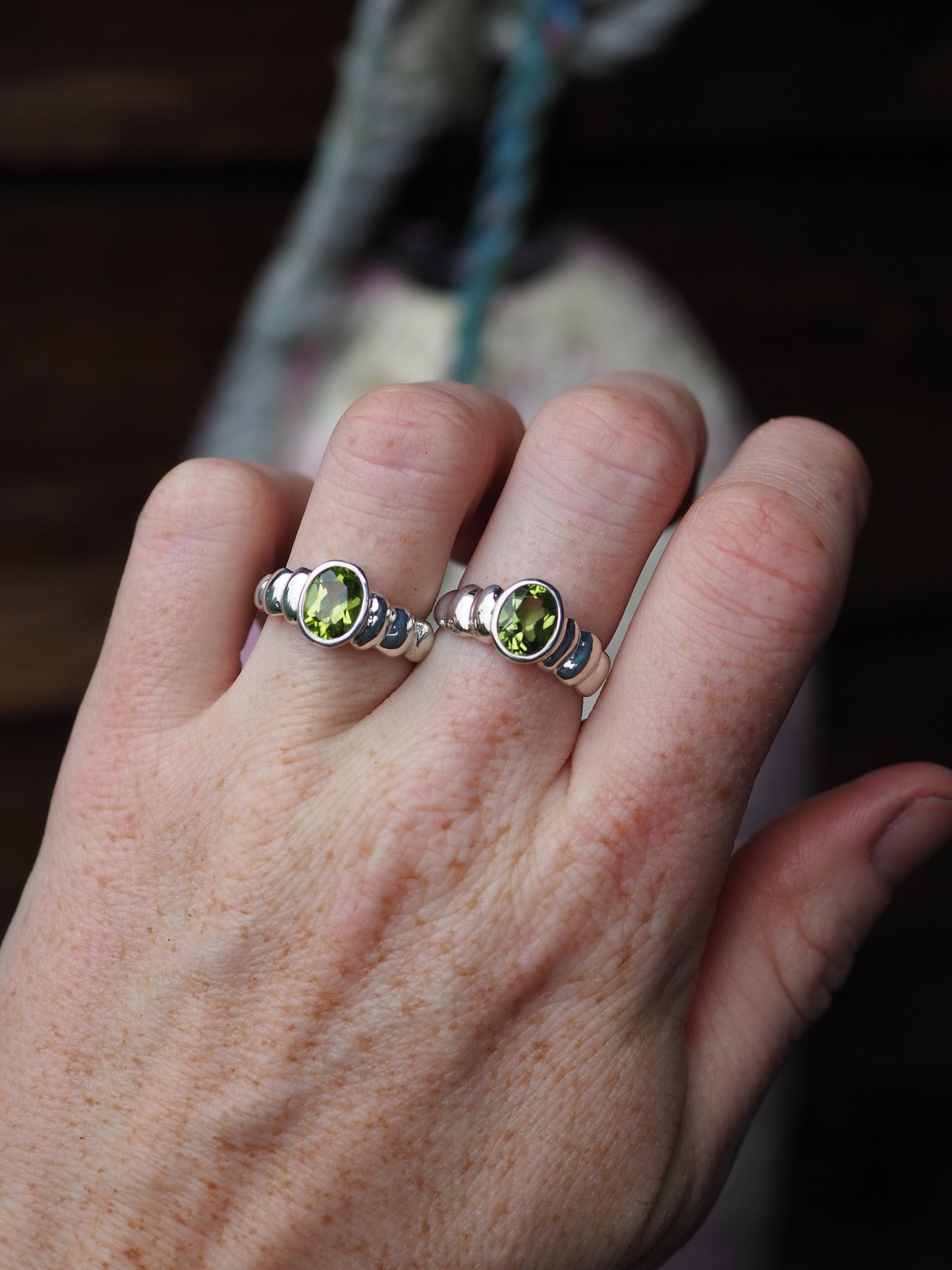 Peridot Ripple Ring (Size 6.5)