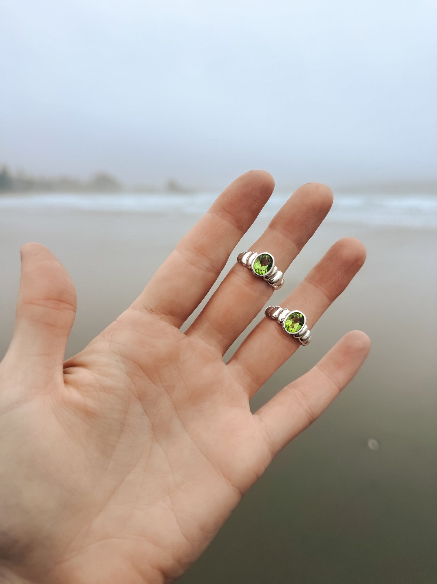 Peridot Ripple Ring (Size 6.5)