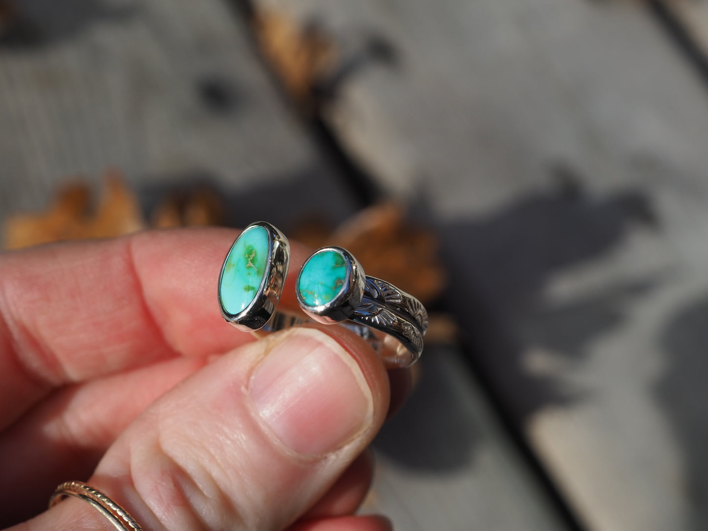 Open Shank Turquoise Ring (Size 8) (Adjustable)