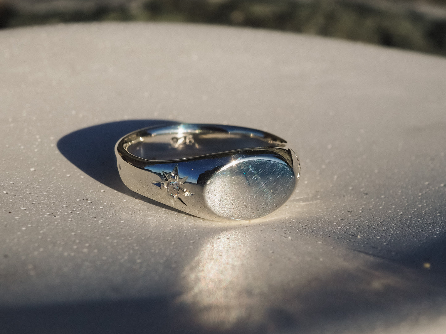 Star Signet Ring (Size 7.5) (Moissanite)