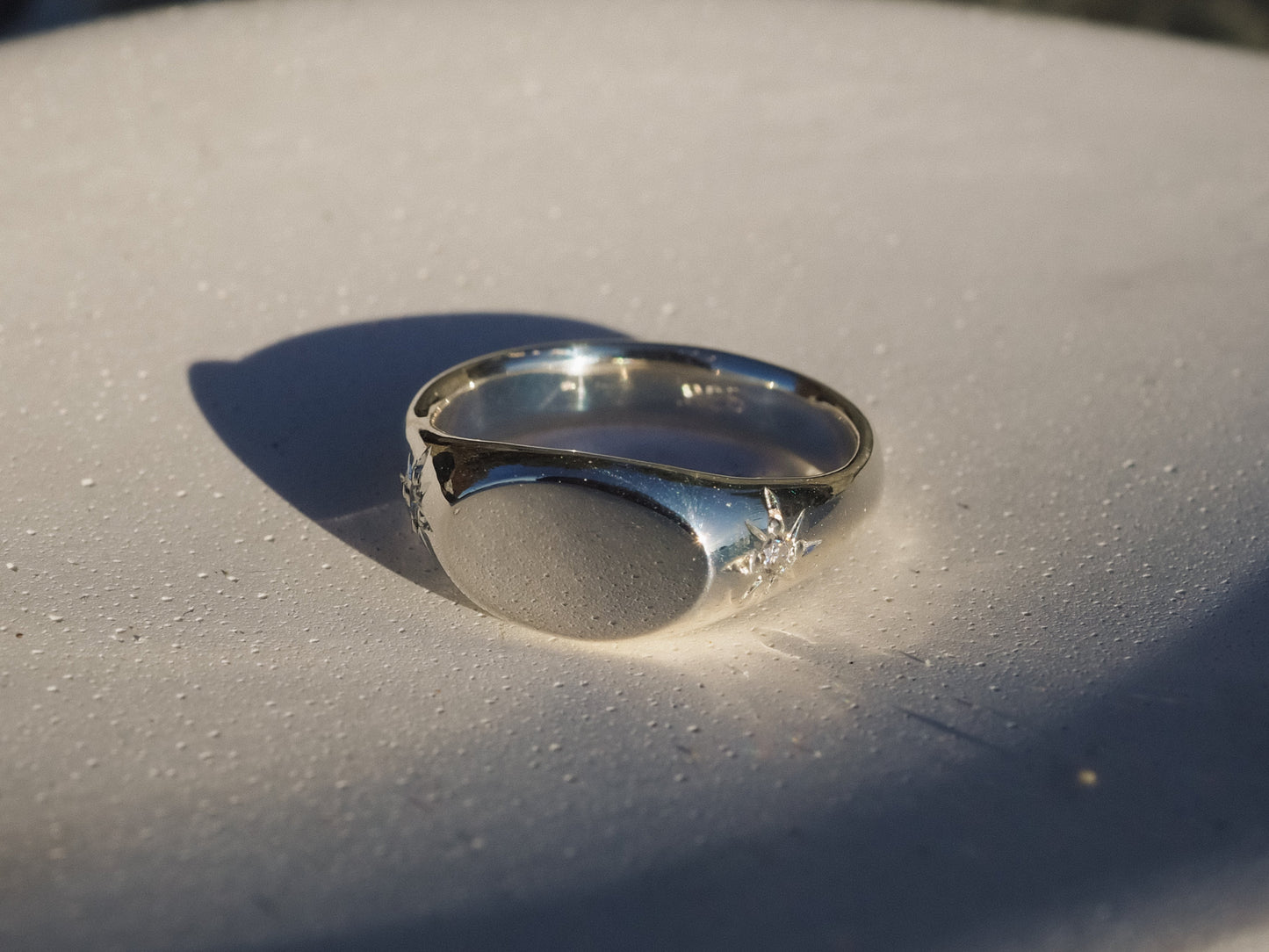 Star Signet Ring (Size 7.5) (Moissanite)