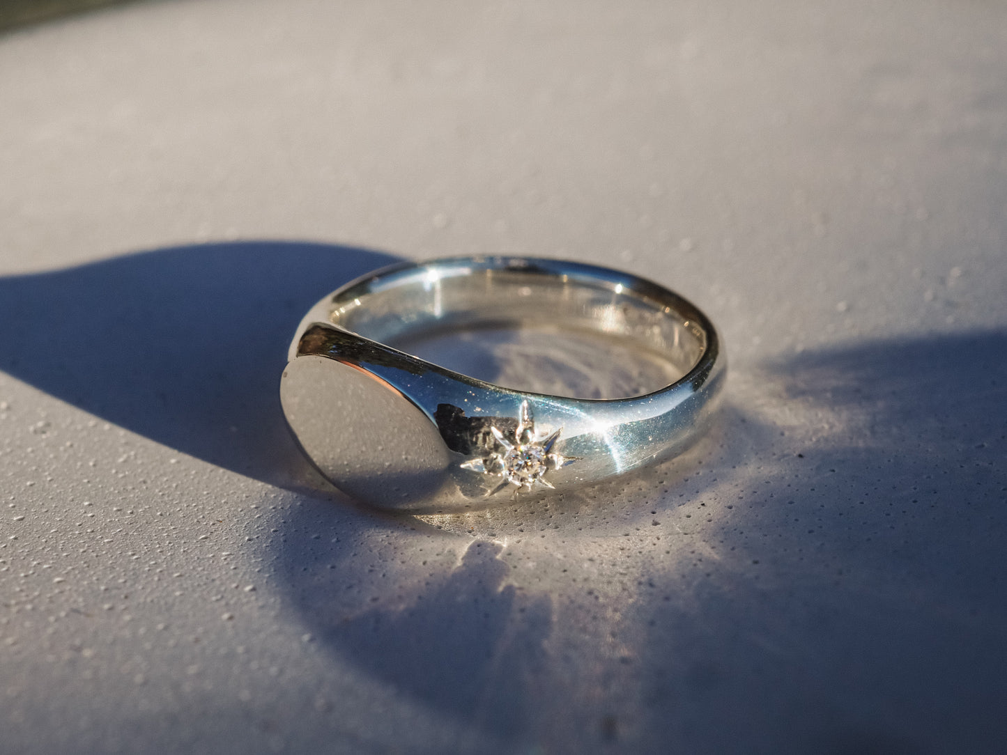 Star Signet Ring (Size 7.5) (Moissanite)