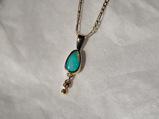 14k Boulder Opal Charm'd Necklace