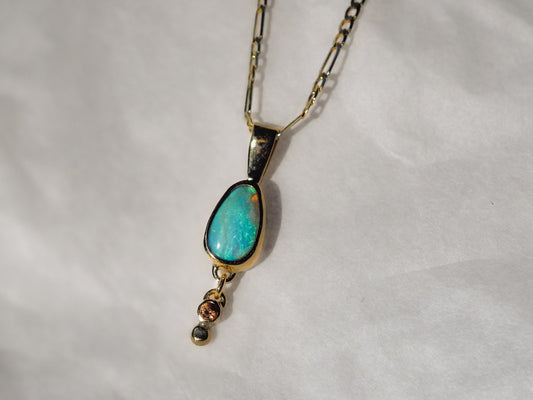 14k Boulder Opal Charm'd Necklace