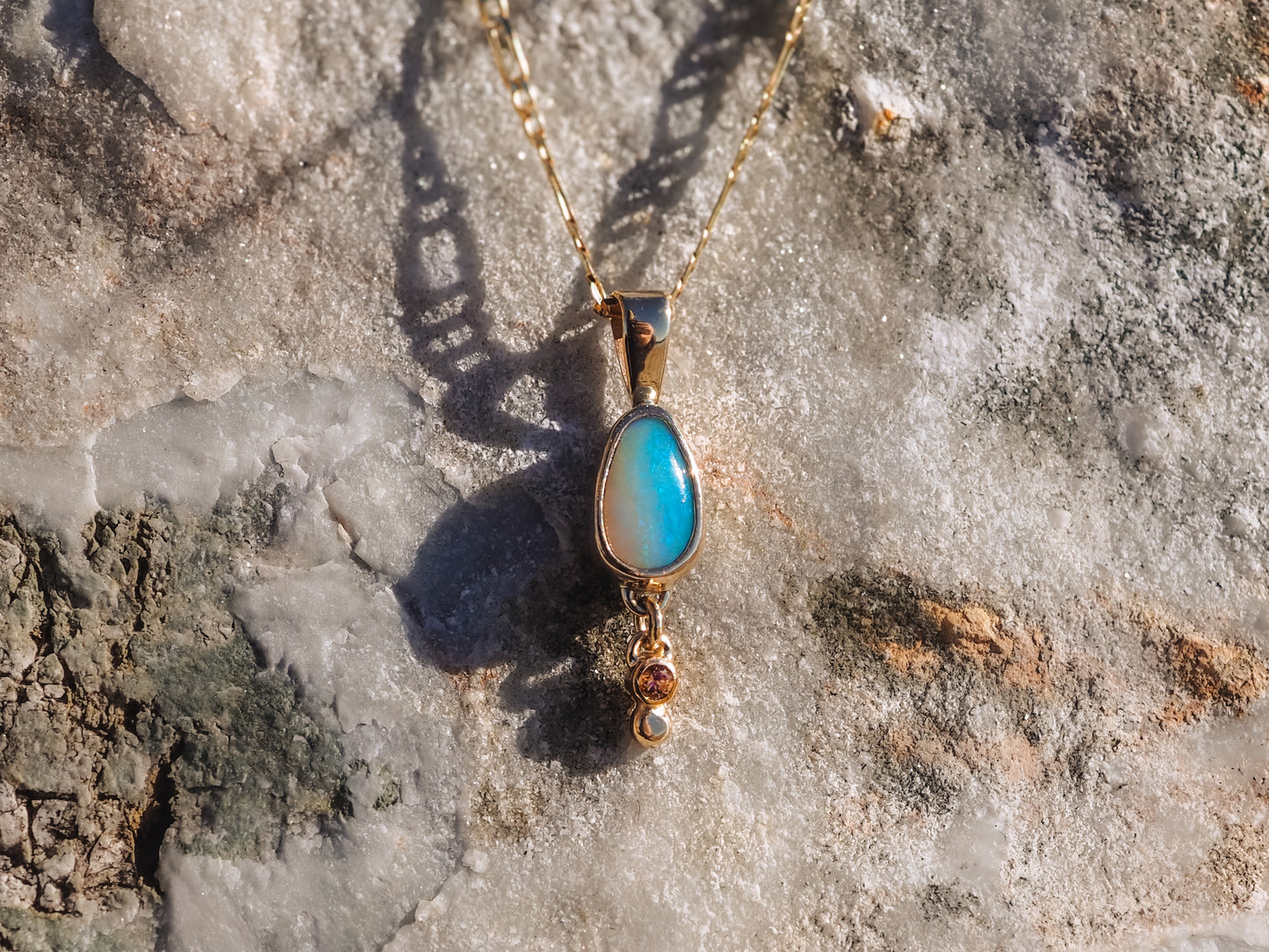 14k Boulder Opal Charm'd Necklace