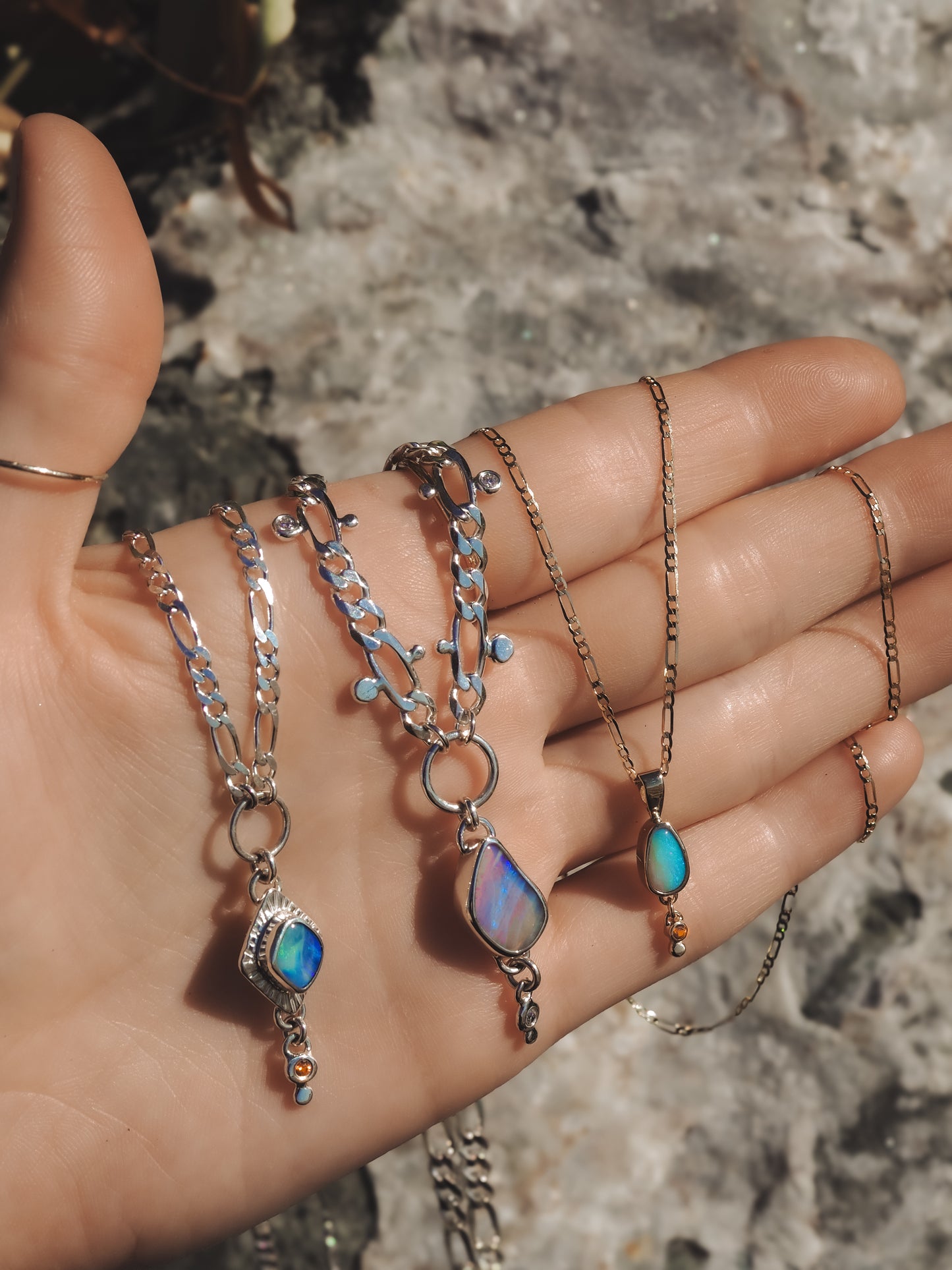 14k Boulder Opal Charm'd Necklace