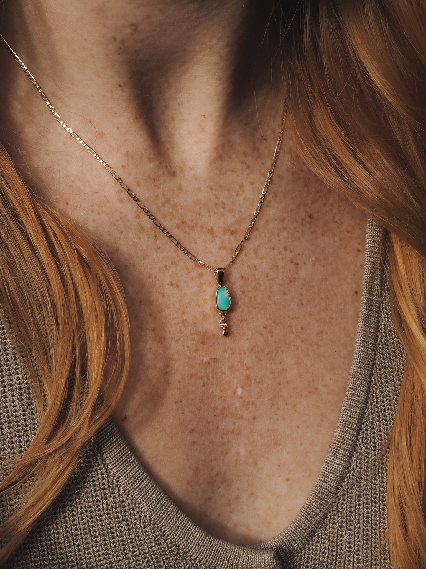 14k Boulder Opal Charm'd Necklace