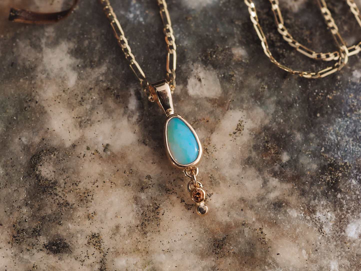 14k Boulder Opal Charm'd Necklace