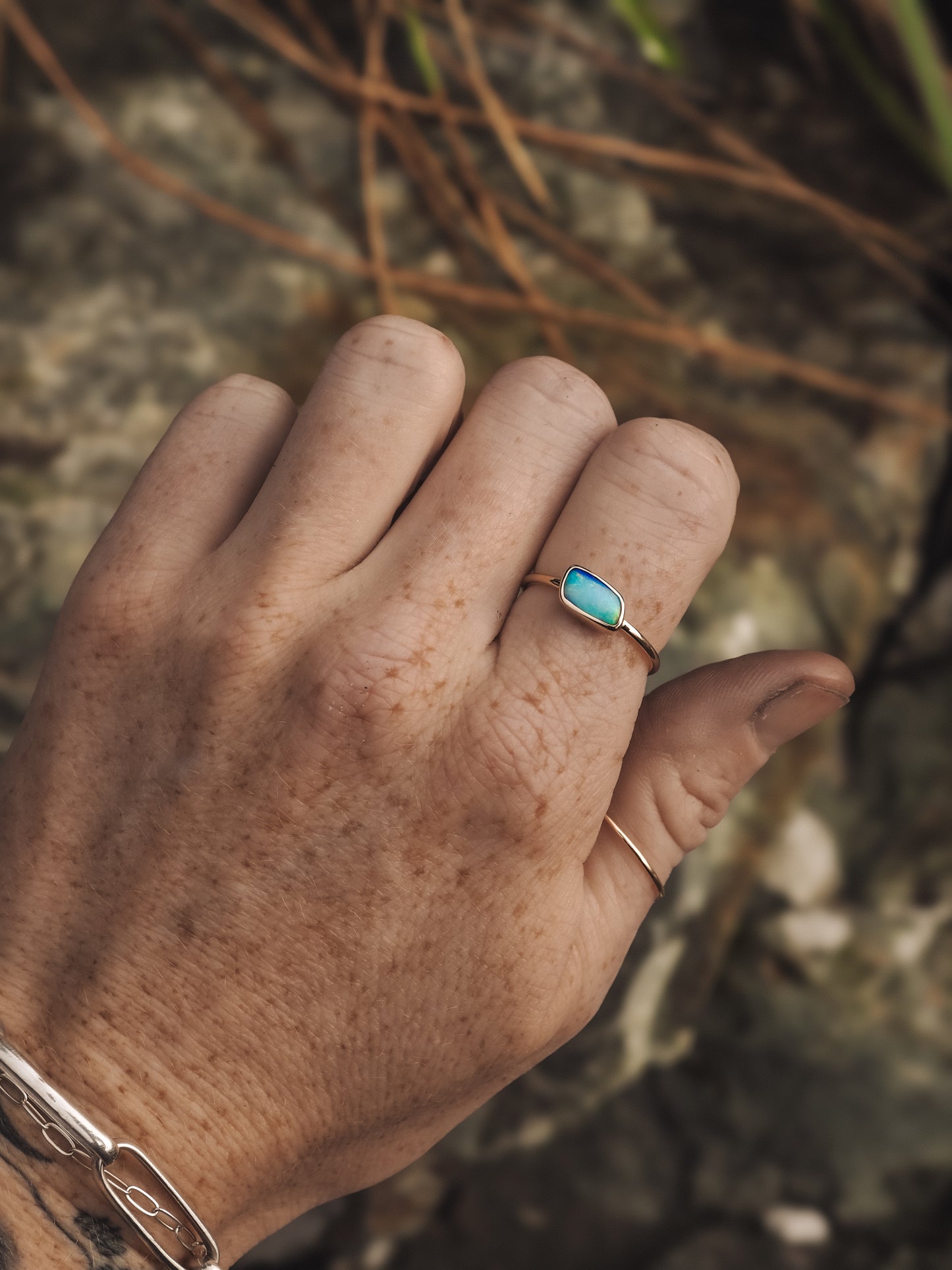 14k East West Opal Ring (Size 8)