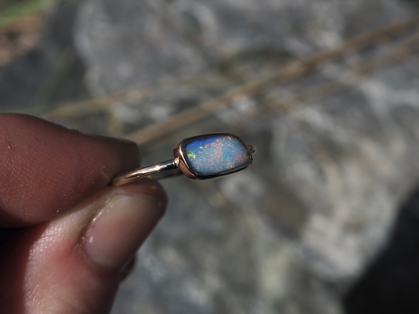 14k East West Opal Ring (Size 8)