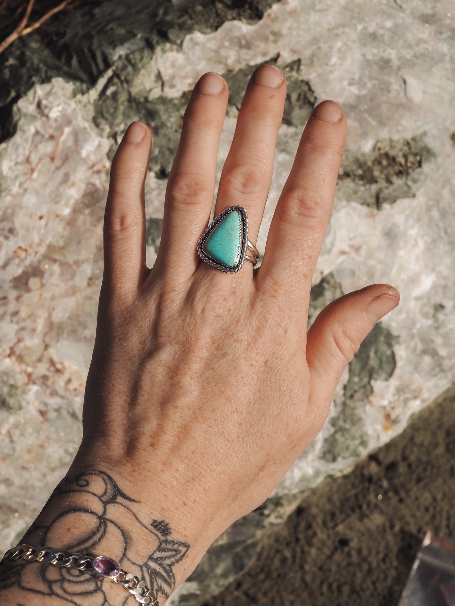 No.8 Turquoise Statement Ring (Size 8.75)