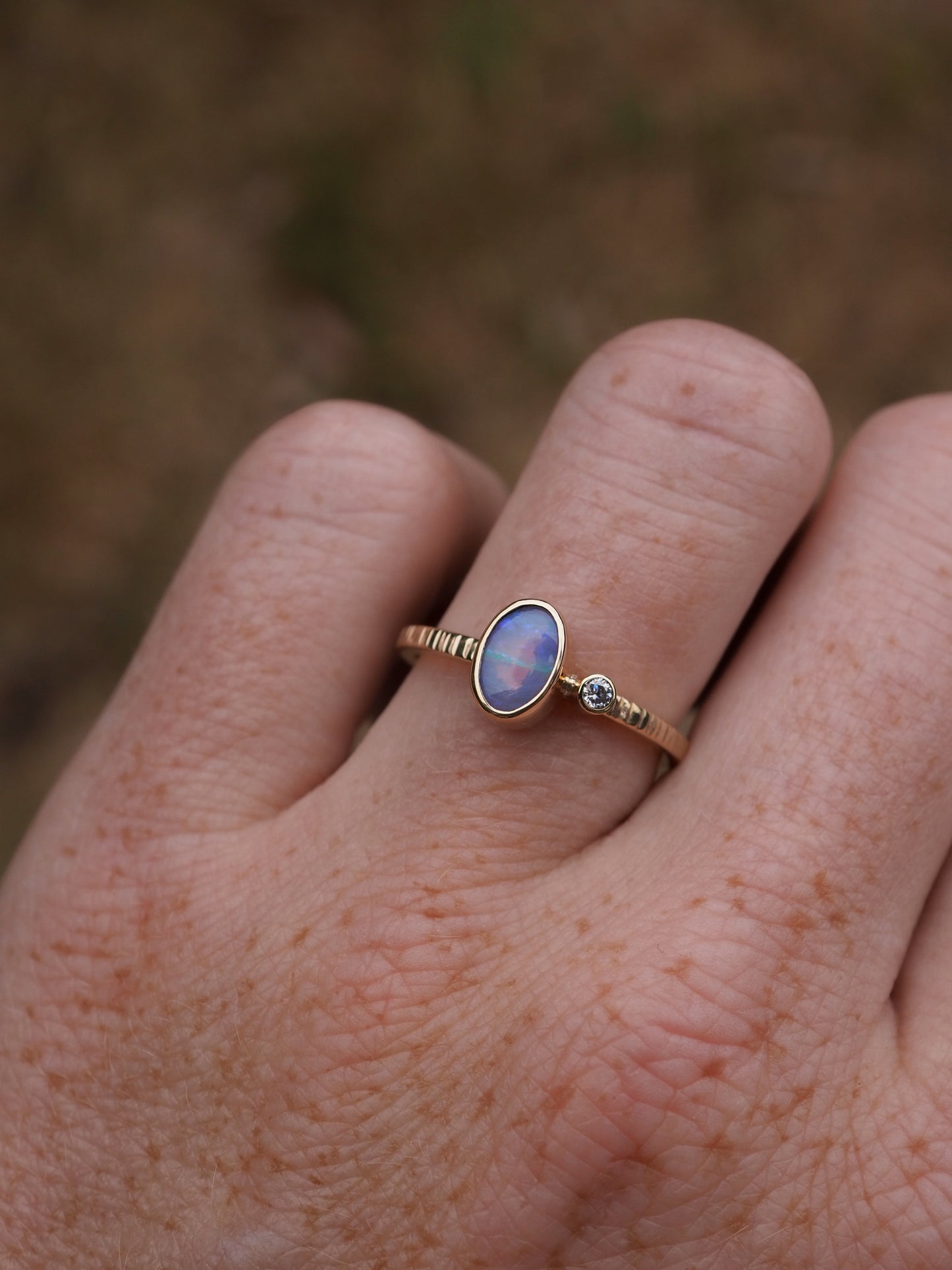 14k Gold Australian Opal Ring (Size 6)