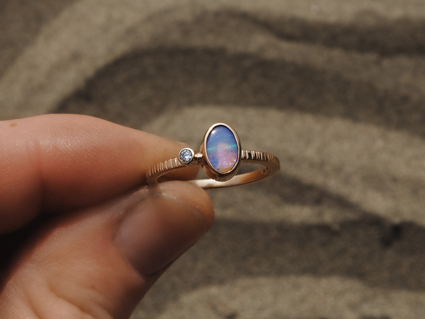 14k Gold Australian Opal Ring (Size 6)