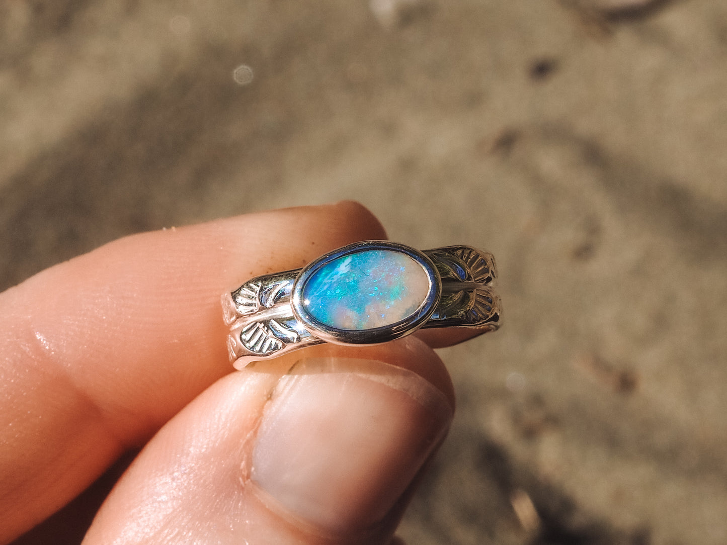Lightning Ridge Opal Ring (Size 6.5)
