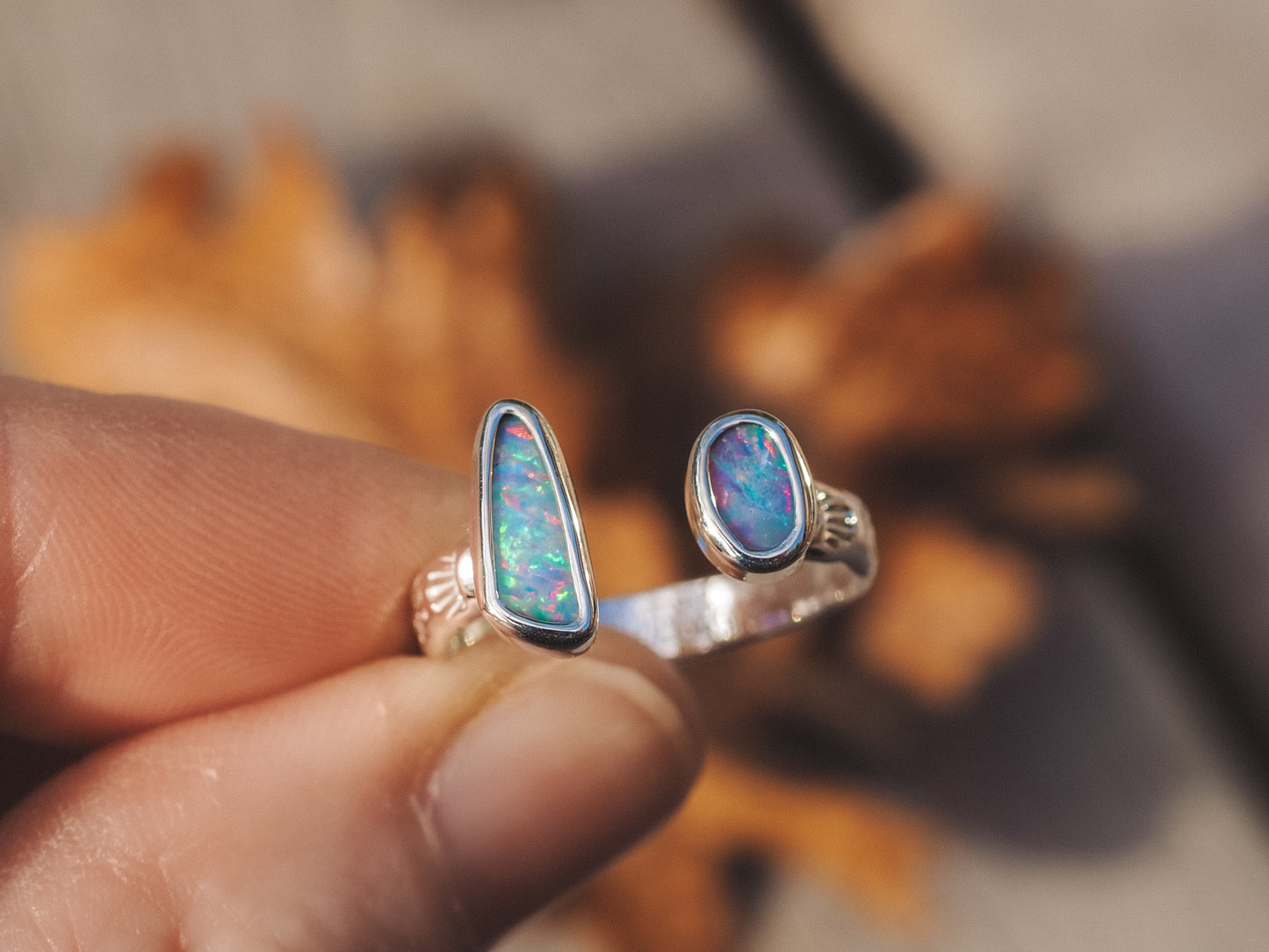 Open Shank Opal Ring (Size 7) (Adjustable)