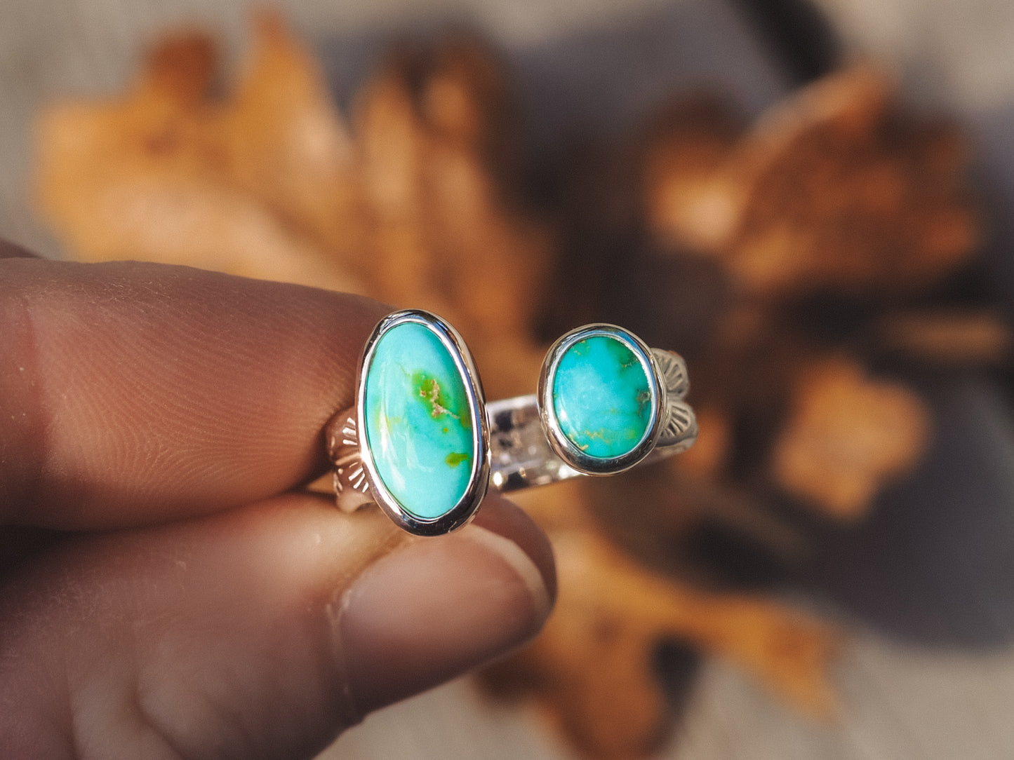 Open Shank Turquoise Ring (Size 8) (Adjustable)