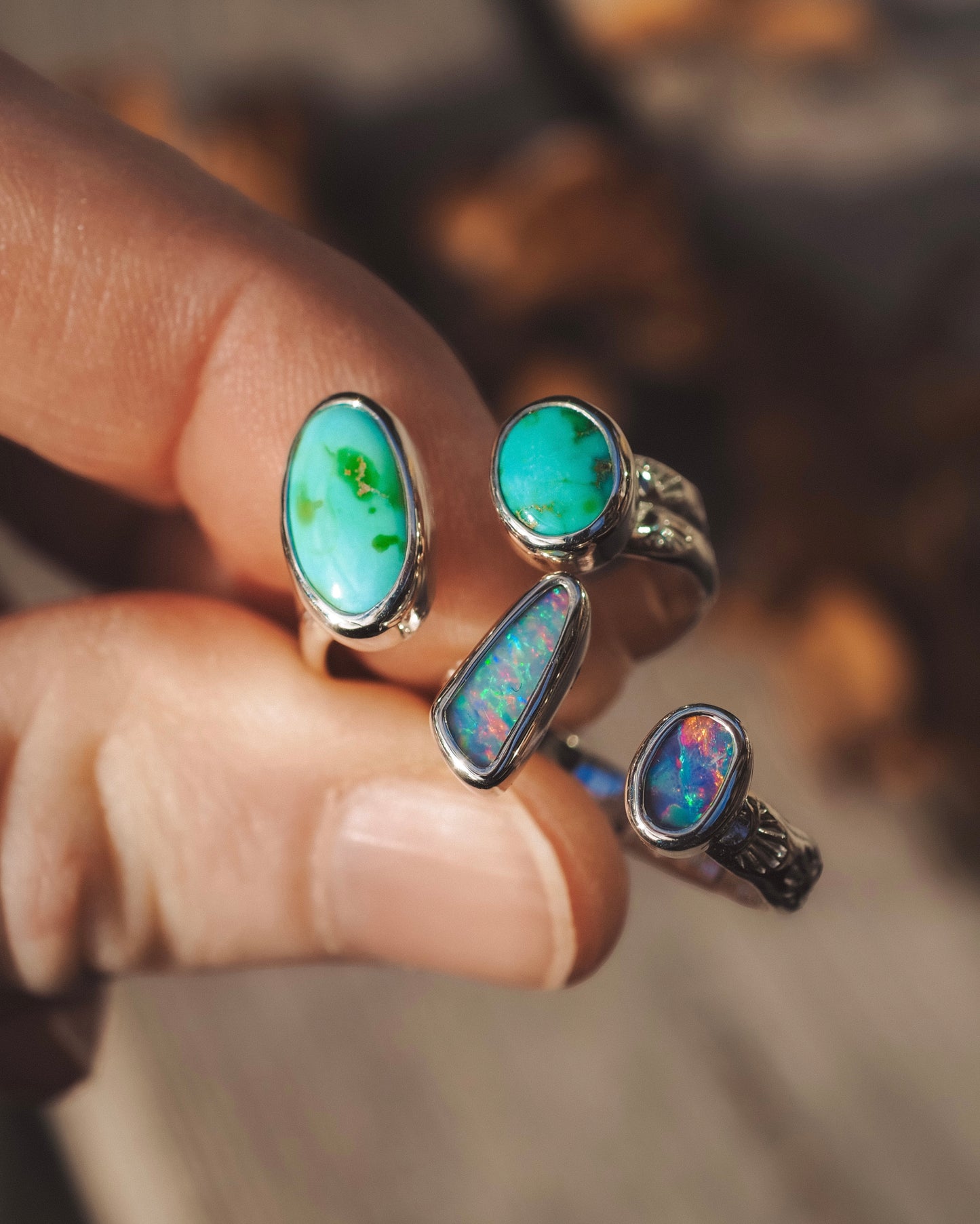 Open Shank Turquoise Ring (Size 8) (Adjustable)