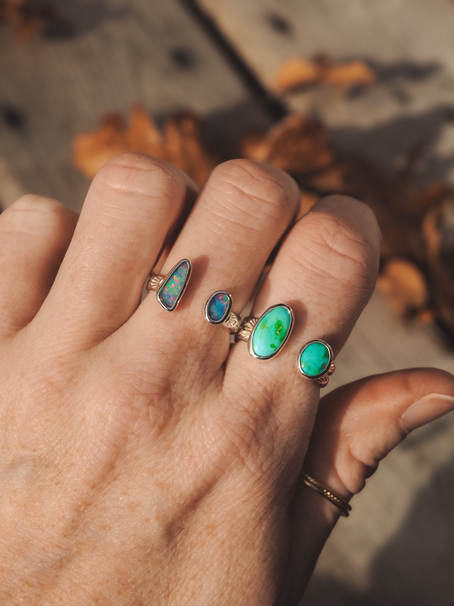 Open Shank Turquoise Ring (Size 8) (Adjustable)
