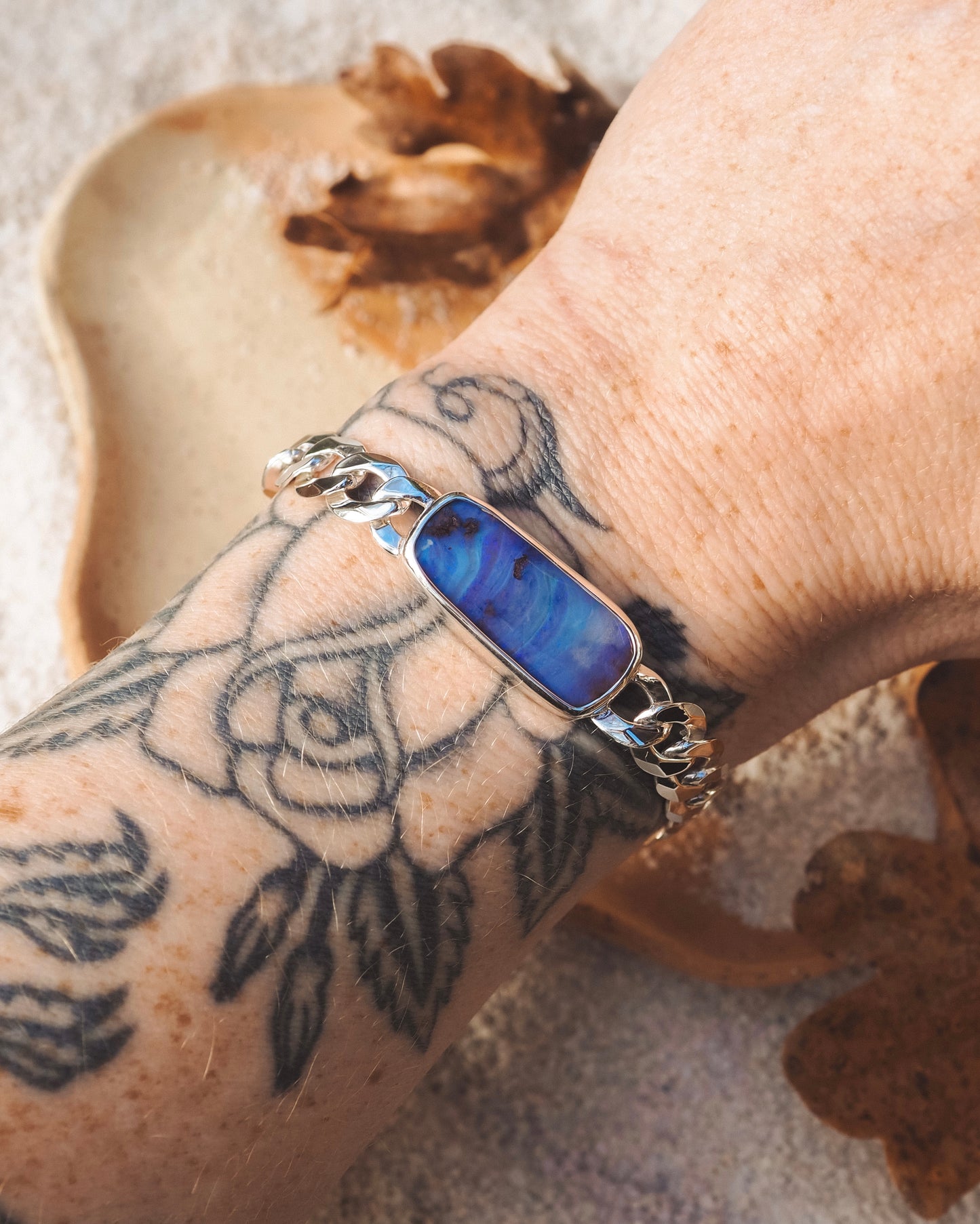 Boulder Opal Curb Chain Bracelet