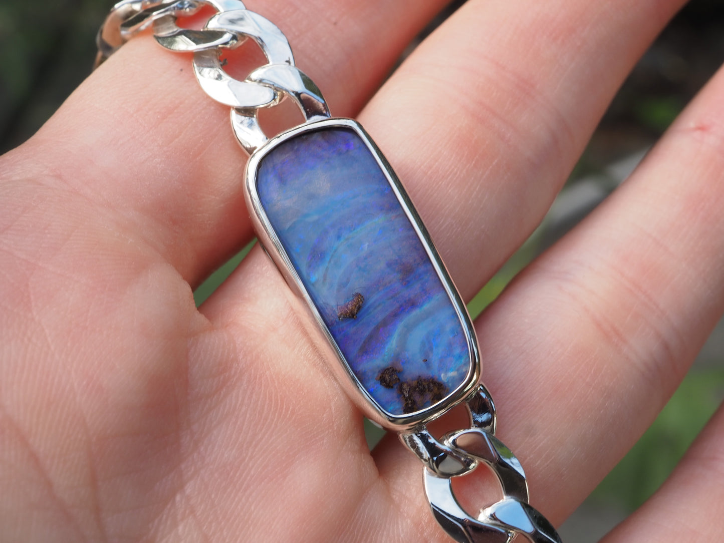 Boulder Opal Curb Chain Bracelet
