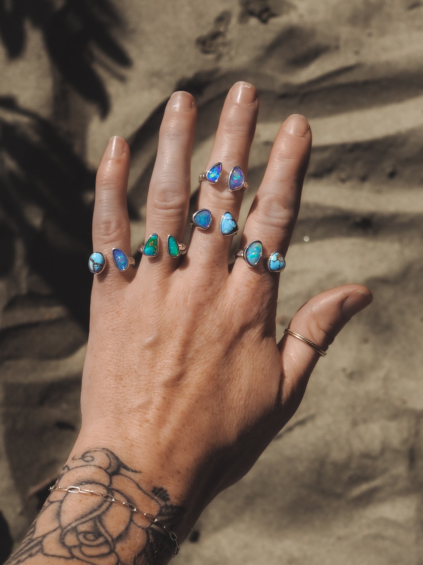 Turquoise x Opal Ring (Size 5) (Adjustable)