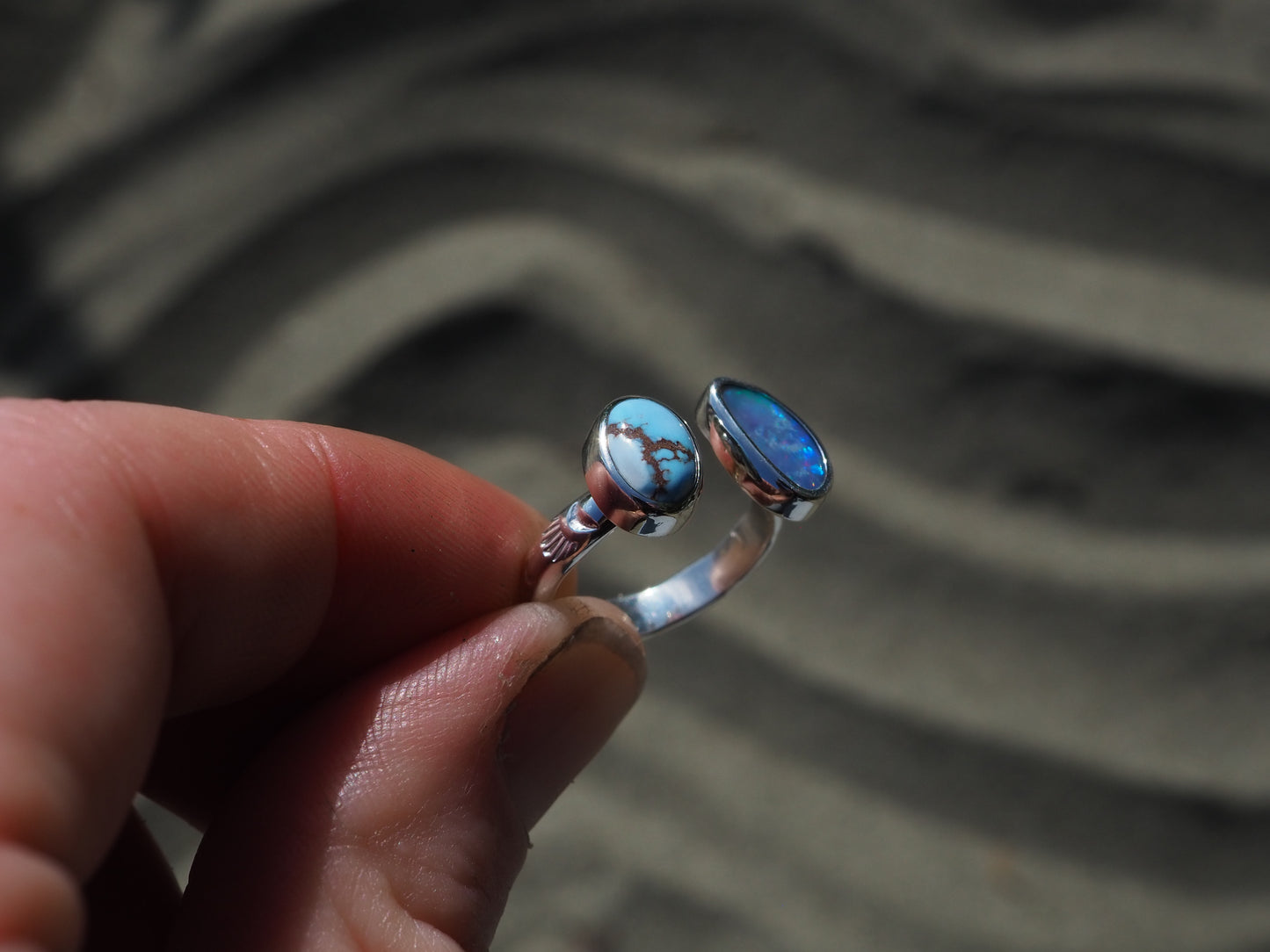 Turquoise x Opal Ring (Size 5) (Adjustable)