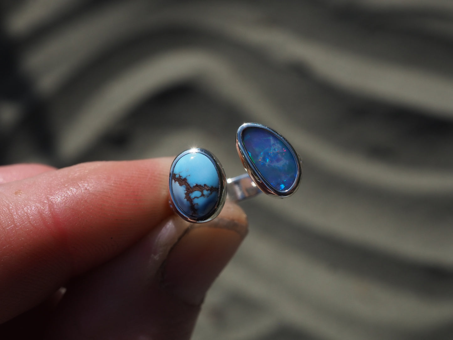 Turquoise x Opal Ring (Size 5) (Adjustable)